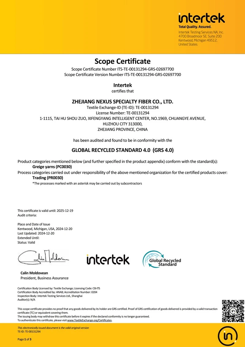 SC-GRS-Certificate v40-ZHEJIANG NEXUS SPECIALTY FIBER CO LTD01 SC-GRS-Certificate v40-ZHEJIANG NEXUS SPECIALTY FIBER CO LTD01